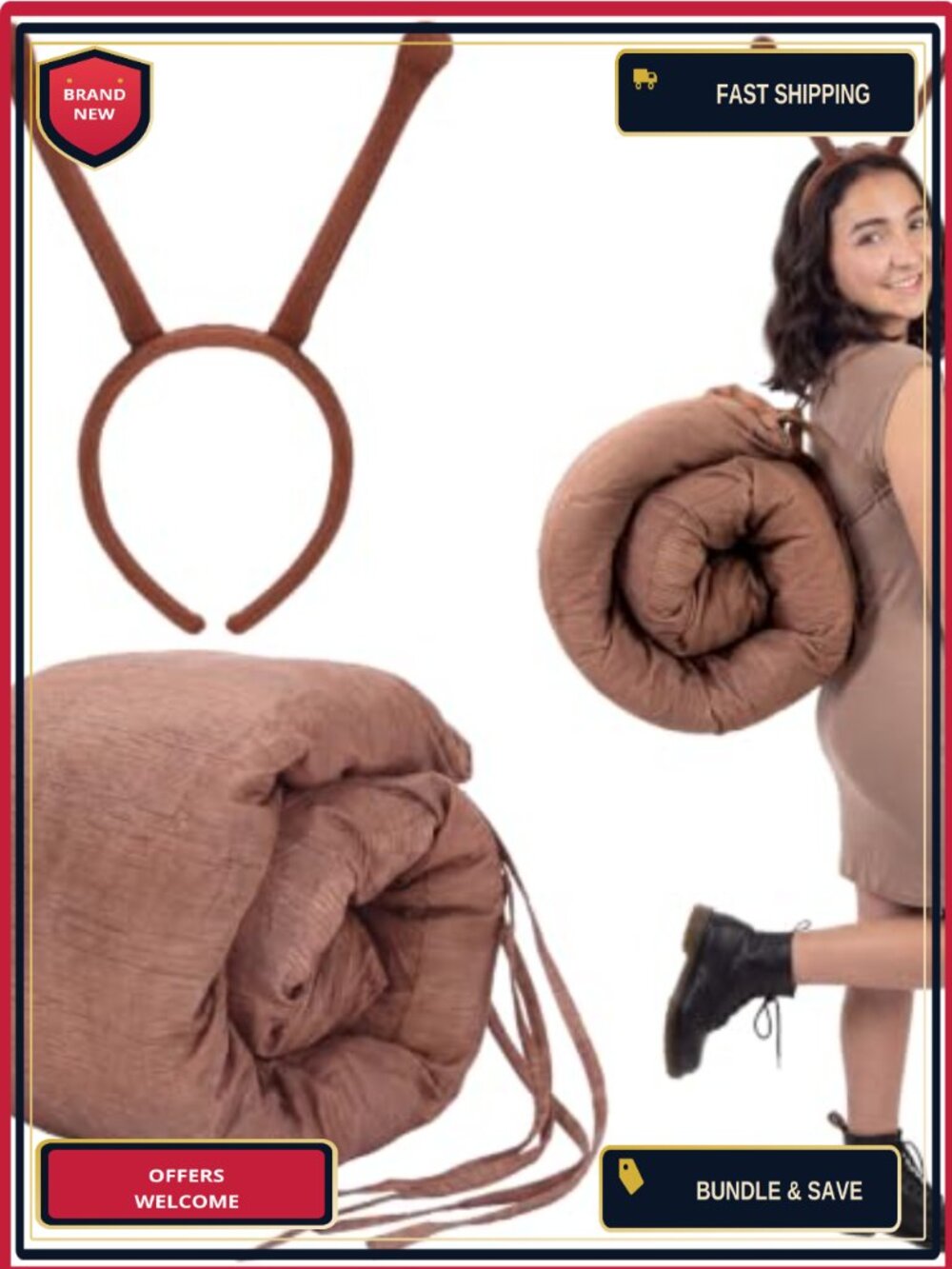 Snail Costume Shell Backpack Antenna Headband Halloween Set